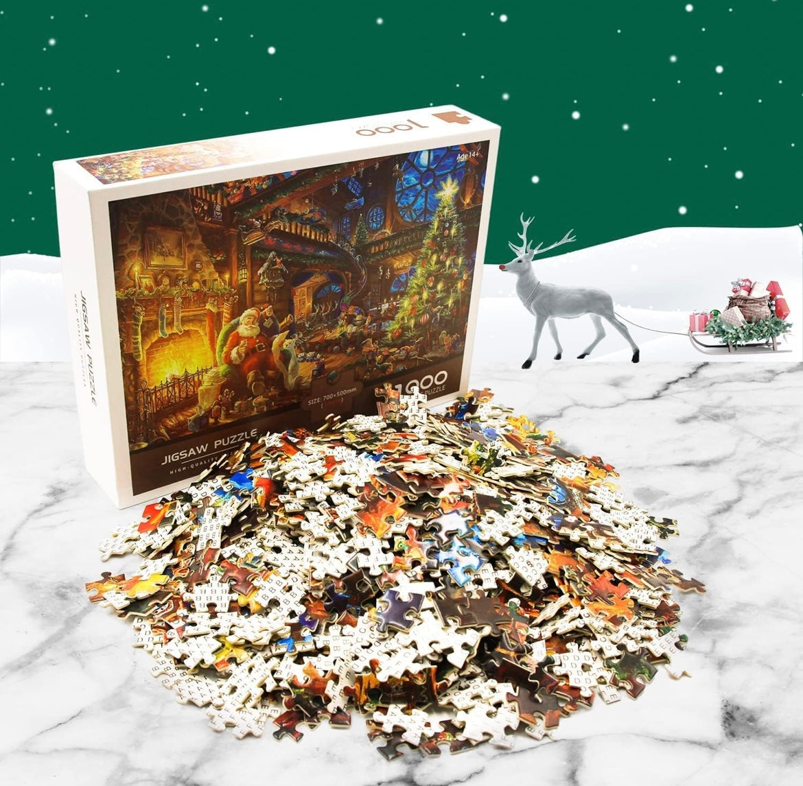 1000 Piece Puzzle for Adults Christmas Cabin Christmas Puzzle Santa Claus Christmas Puzzles 1000 Pieces Santas House 1000 Piece Puzzle for Adults Christmas Christmas Vacation Jigsaw Puzzles